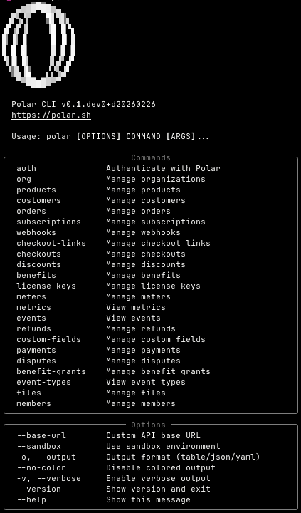 polar-cli help